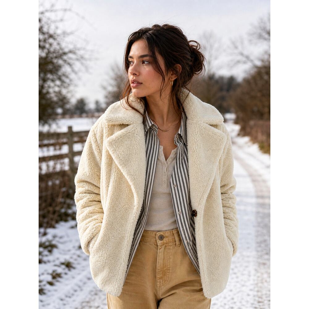 Free People Joplin Cozy Jacket in White size M